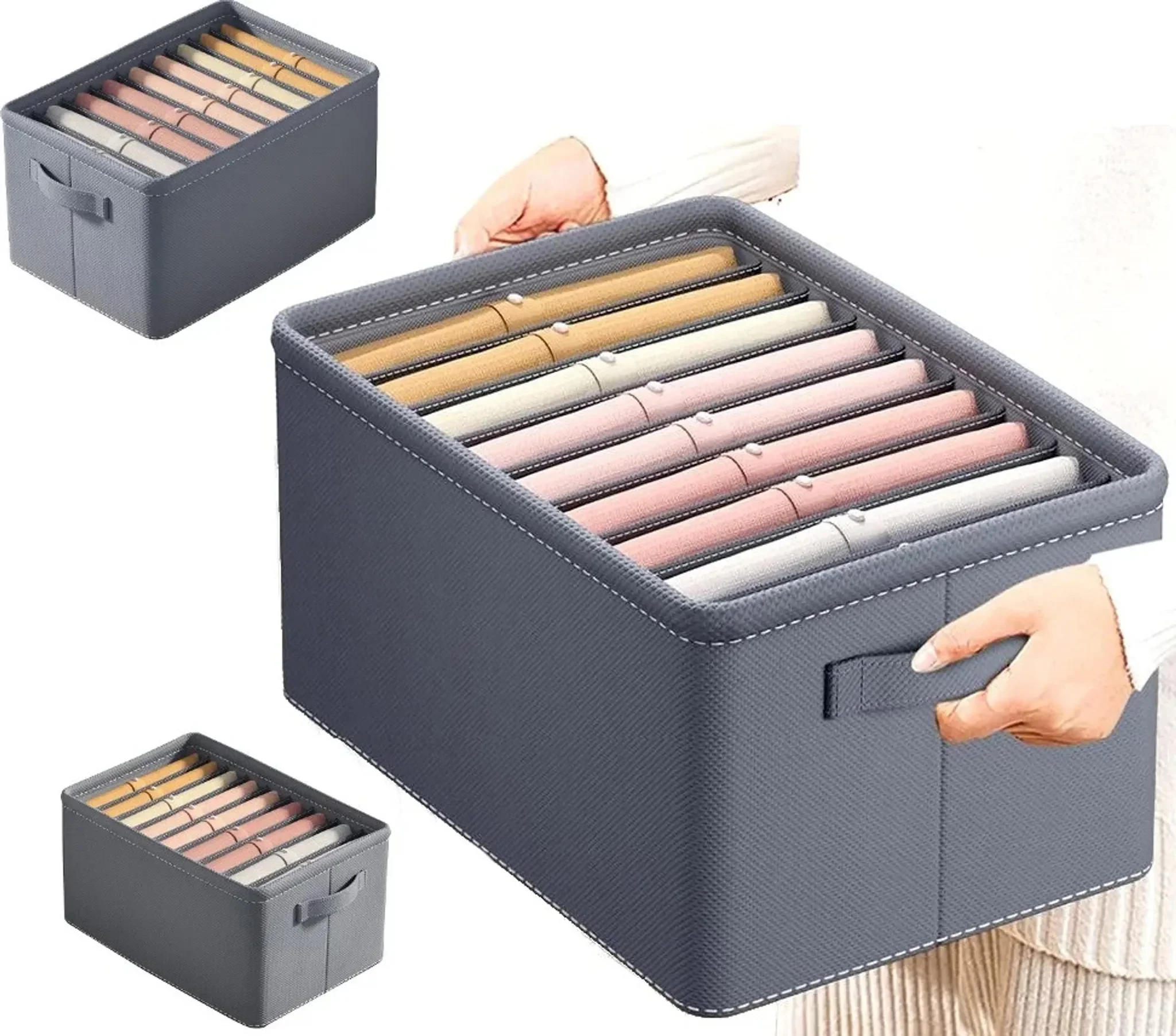 Organizerbox für Kleidung – starr, grau, für Schrank